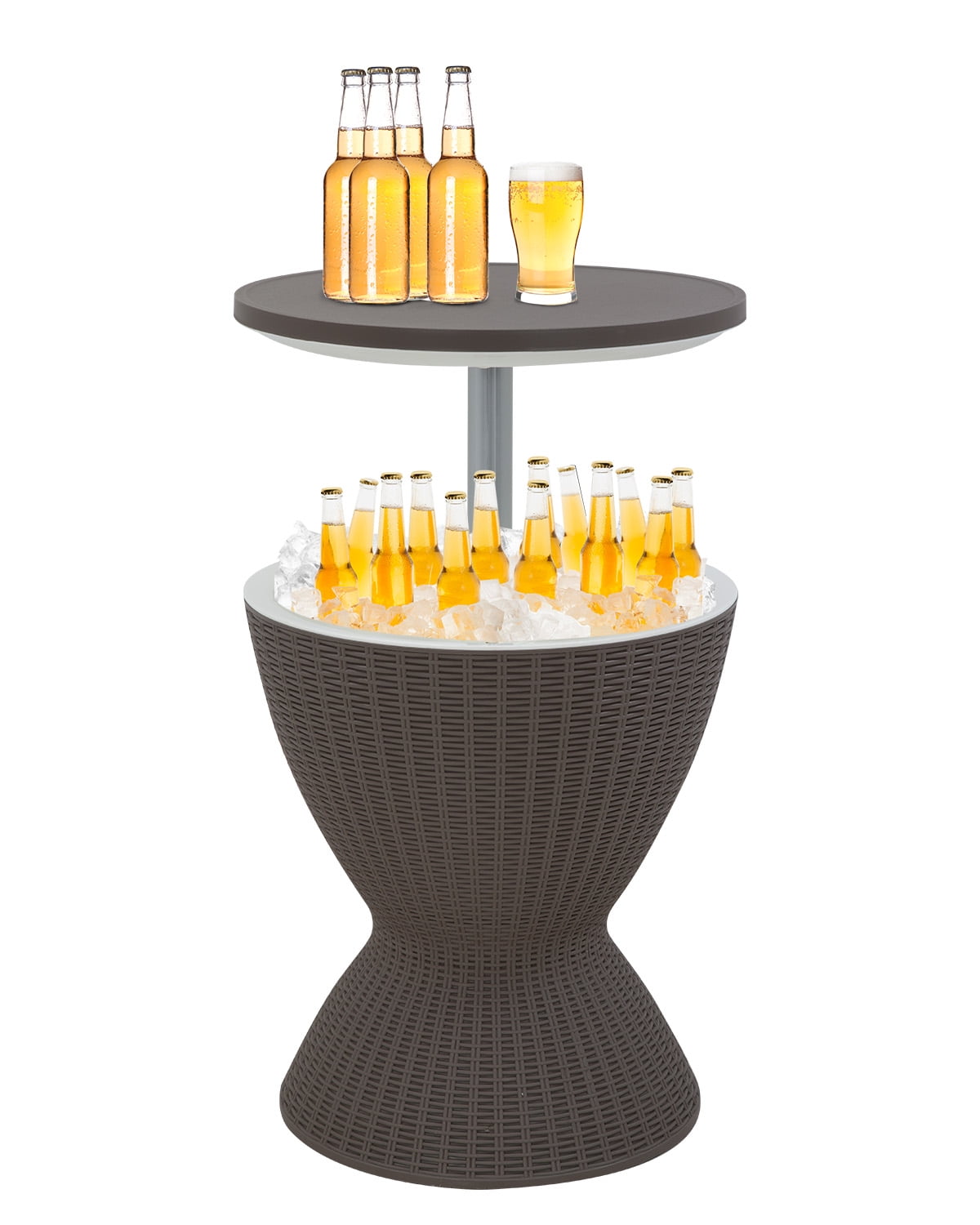 Cool Bar Cooler Table Outdoor Patio Furniture And Hot Tub Side Table 3in1 All Weather Cool Wicker Bar Table Ice Bucket Cocktail Coffee Table With 8 Gallon Beer And Wine Cooler