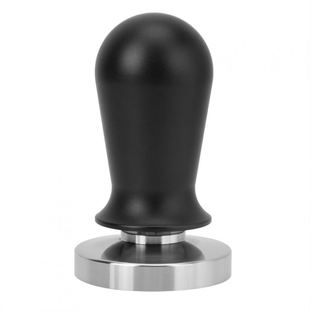 Herramienta de prensado de café con base plana de acero inoxidable de color negro (58 mm) (base plana)