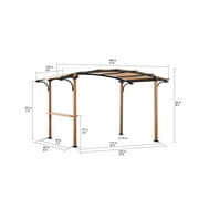 Sunjoy Aura 8.5 x 13 ft. Outdoor Steel Arched Pergola with Tan Weather-resistant Fabric Canopy for Patio, Backyard, Garden Activities