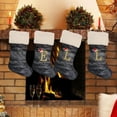 thumbnail image 4 of WMGHA Christmas Stocking with White Plush Velvet Black Fabric Letter Design Christmas Ornament Cute Hanging Decoration for Xmas Tree Festive Bag for Holiday Gift, 4 of 9