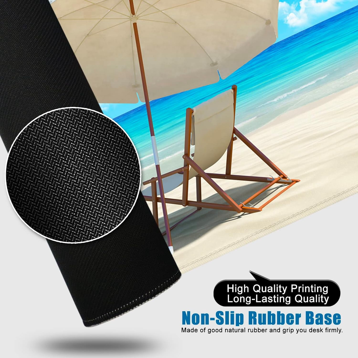 Beach Mouse Pad Ocean Theme Large Gaming Mouse Pad XXL 35x15.7x0.12 inch Large Rubber Mouse Pad for Desk with Personalized Design for Laptop, Computer PC (Beach -2)