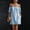 Blue, variant on Women's Off-Shoulder Linen-Look Dress Puff Sleeve Casual Mini Dress with Pockets Pink M