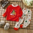thumbnail image 5 of Boys Pajamas Kids Autumn Long Sleeve Christmas Printed Cotton Warm Tops Pants Pajama Set Baby Boy Outfits Red 6 Months-12 Months, 5 of 5