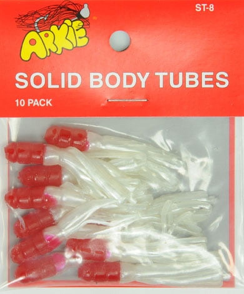 Arkie Lures Solid Body Fishing Tube, Color Red/Pearl