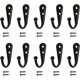 thumbnail image 1 of 10 Uds. Ganchos individuales ganchos de pared negros perchero negro equipado con tornillos de montaje, 1 of 5