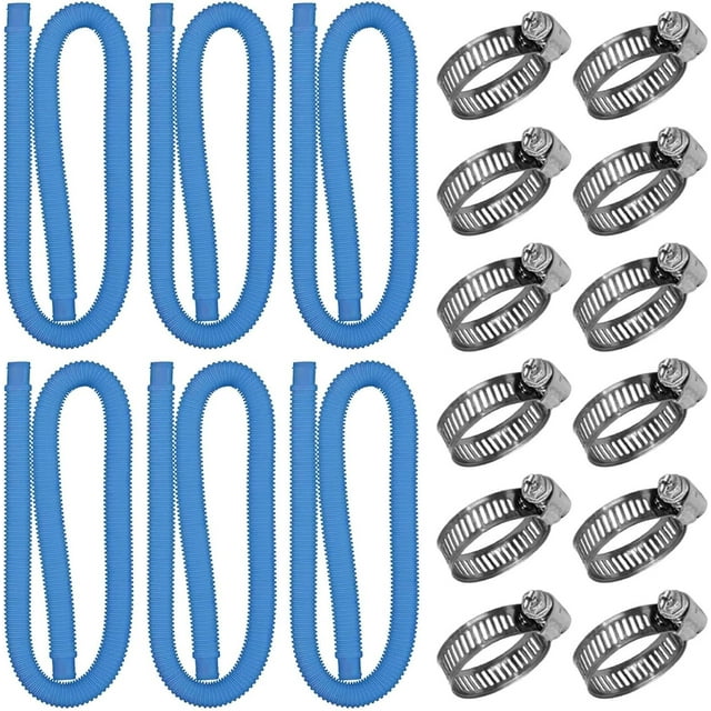 Yazoeia 6PCS Pool Hose Set, Portable 1.25-Inch Pool Hose 39-Inch Long Accessory Pool Pump Replacement Hose above Ground Pool Filter Pump Using 1 1/4 Diameter Hose for Outdoor (Blue) CJC912-135501