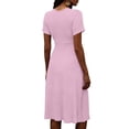 thumbnail image 5 of Efsteb Cocktail Dresses for Women Elegant Wrap V-Neck Short Sleeve Casual A-Line Dress with Elastic Waist Flowy Summer Dress for Occasion (Pink,M), 5 of 7