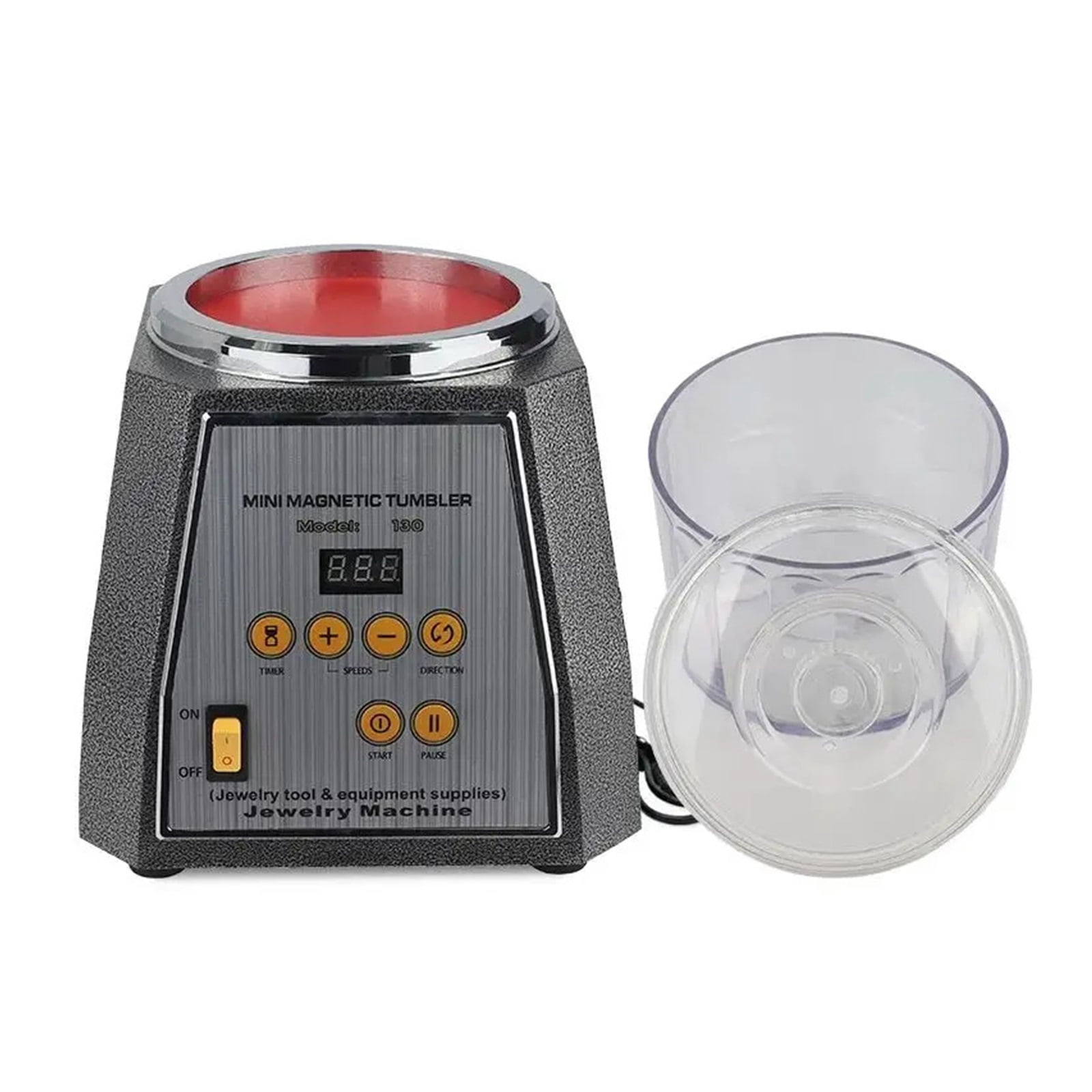 KT-130 Magnetic Tumbler Rotary Polisher Machine, Finishing Machine AC Jewelry Cleaner Tools With 200g Polishing Needles ,Easy to Operate