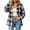 Gray, variant on CBASIHI Womens Long Sleeve Plaid Button Down Shirts- Fall Casual Trendy Loose Fit Collared Flannel Shacket Jacket Yellow Size S-2XL