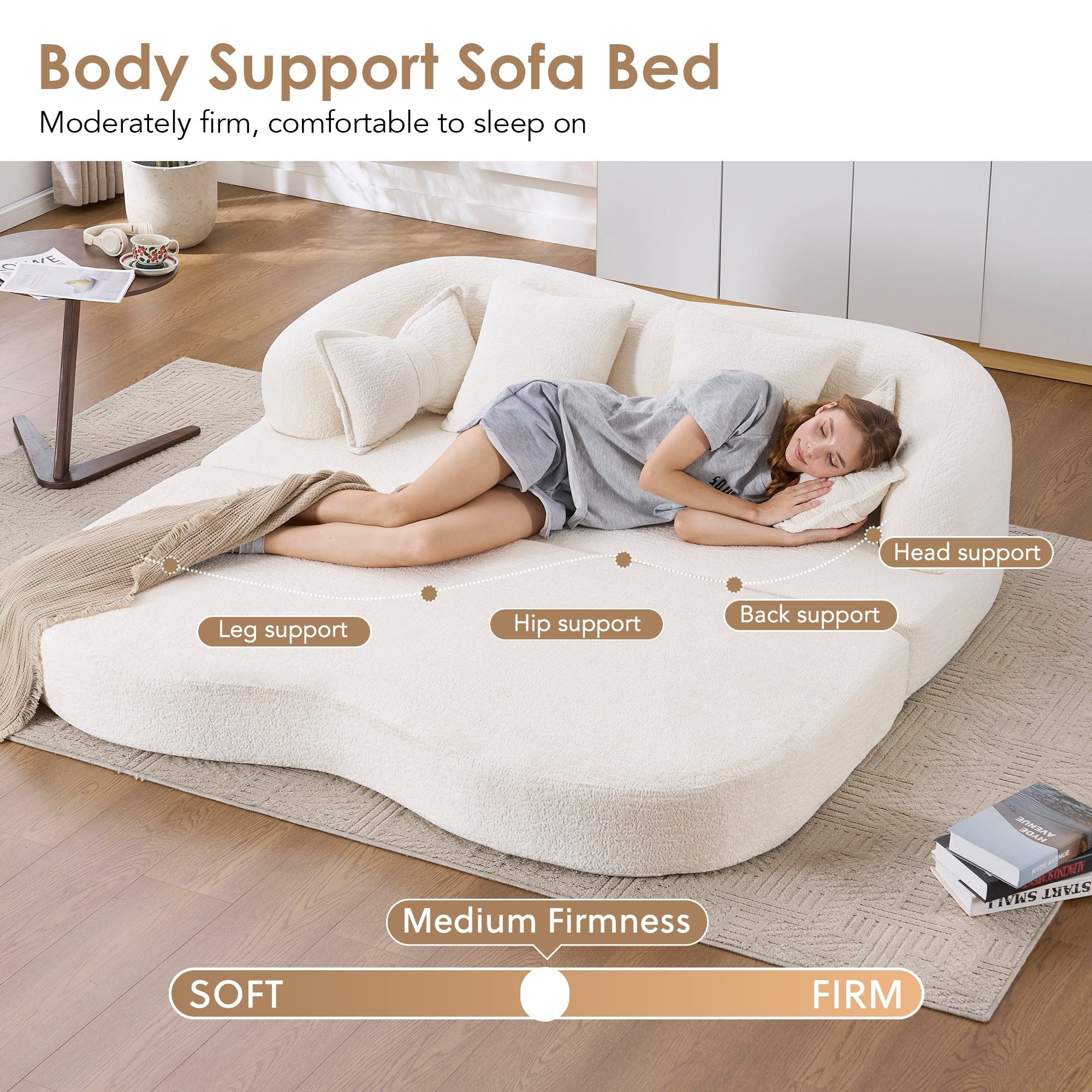 Sailvan 2-in-1 Foldable Sofa Bed 70 Inch Boneless Convertible Sleeper Sofabed with 4 Pillows