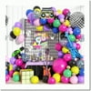 Retro Rave Blast Party Kit: 80s 90s Neon Balloon Arch with Disco Ball, Boombox, Guitar, Microphone & F Balloons - Perfect for Back to 80s 90s Hip Hop Freaknik Pa!