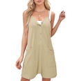 thumbnail image 4 of Button Down Rompers for Women Casual Shorts Trendy Vacation Loose Sleeveless Beach Romper Jumpsuits with Pockets, 4 of 8