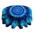 thumbnail image 4 of Blue Tie Dye Spiral Pattern Round Tablecloth 60"x60",Wrinkle Wipeable Table Cloth for Kitchen Dining Room Picnic Patio Party, 4 of 6