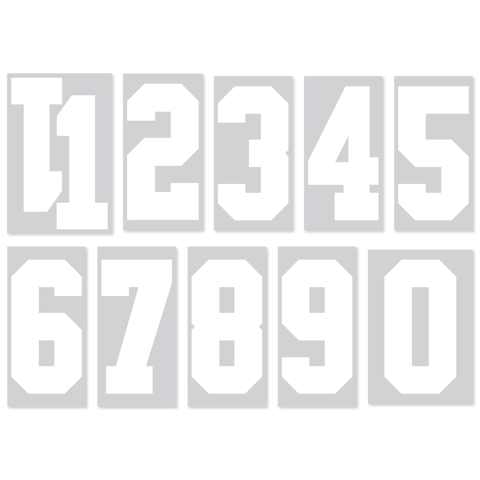 Hello Hobby 8 inch Polyvinyl Varsity Iron-on Numbers, White