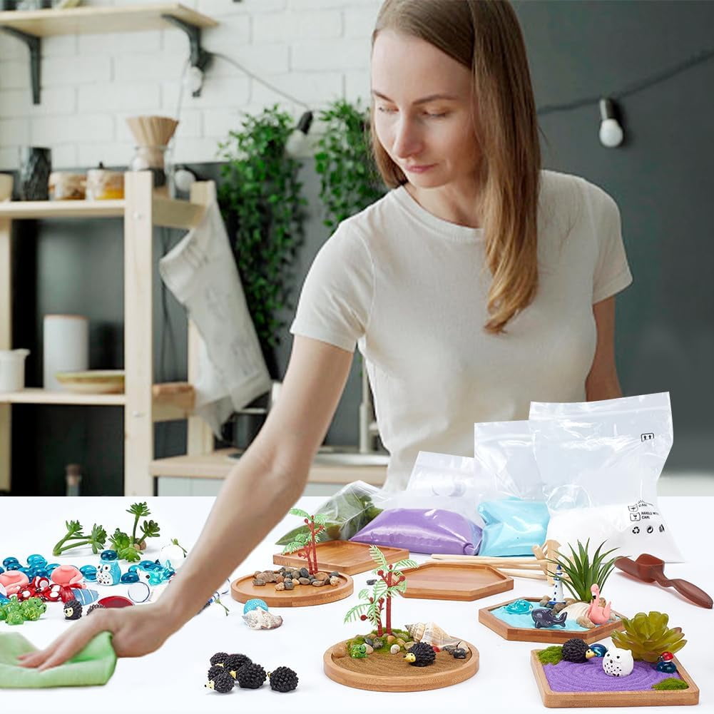 ハンドメイドSET販売　19800円 Japanese Miniature Zen Garden Kit Miniature Ocean Beach Sandbox