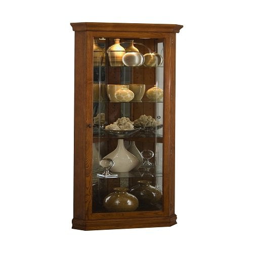 Golden Oak Mirrored Corner Curio Display Shelf 20206