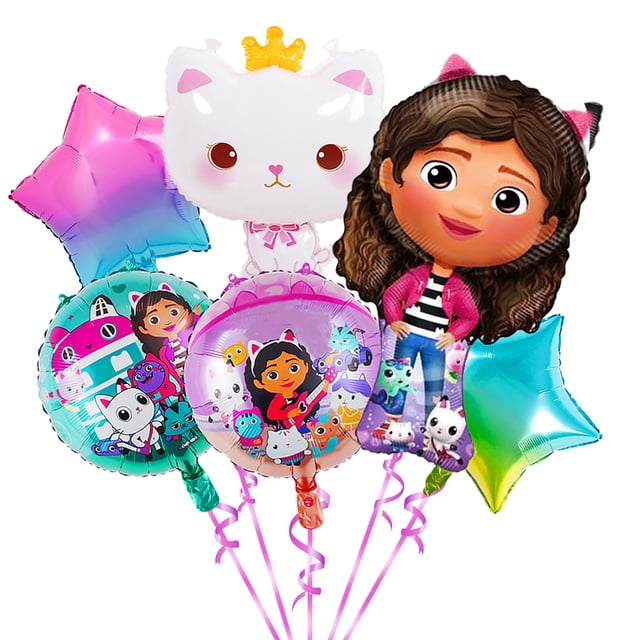 Globos de fiesta Ayarna Gabbys para niñas y gatos, 6 unidades, aluminio