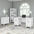 thumbnail image 2 of Pemberly Row Engineered Wood 60W Office Desk w/ File Cabinet & Bookcase in White, 2 of 7