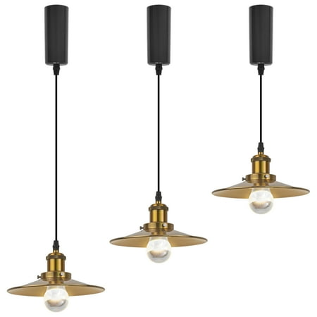 

Kiven Anti Glare J-Type Track Lighting Pendants Adjustable Length 3-Light J Track Pendant Lights Industrial J Track Light Pedant for Kitchen Island Restaurant Hallway Brass