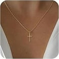 thumbnail image 2 of Women Non Tarnish Waterproof Necklace With Small Cross Pendant Simple Choker Minimalist Jewelry Faith Cross Gifts, 2 of 2