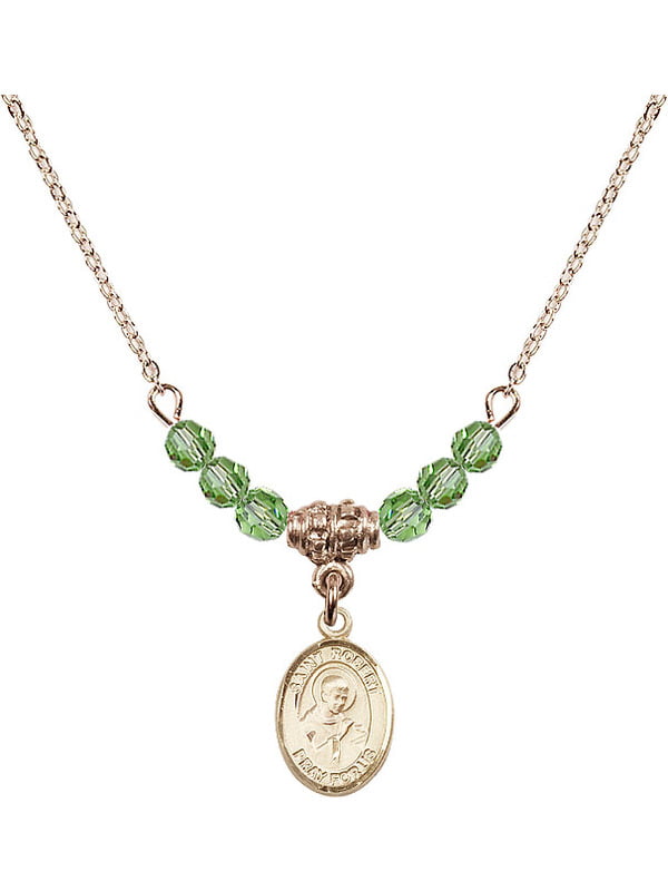 Bonyak Jewelry 18 Inch Hamilton Gold Plated Necklace w/ 4mm White April Birth Month Stone Beads and Saint Robert Bellarmine 