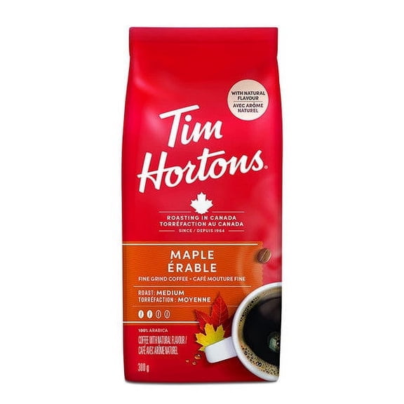 Tim Hortons Maple Coffee, Fine Grind, Medium Roast, 300g/10.6oz.