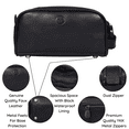 thumbnail image 4 of 10" Premium Leather Toiletry Travel Pouch With Waterproof Lining | King-Size Handcrafted Vintage Dopp - Kit By Aaron Leather Goods (Black), 4 of 9