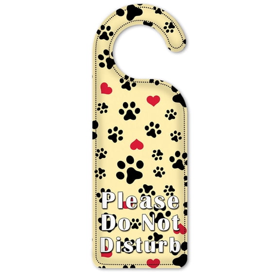 Do Not Disturb Door Knob Hanger Sign - Dog Paws & Hearts Toss