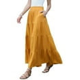 thumbnail image 4 of INSPIRE CHIC Boho Maxi Skirts for Women Flowy Flared Ruffle Summer Casual Tiered Elastic Waist Long Skirts XL Yellow, 4 of 6