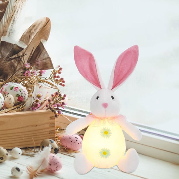 Conejito de peluche Hugo decoración brillante para el hogar rosa