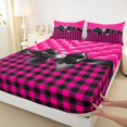 thumbnail image 3 of Manfei Cartoon Cute Bow Fitted Sheet Full,Geometric Plaid Buffalo Bed Set,3 Pieces,1 Fitted Sheet and 2 Pillowcases, 3 of 6