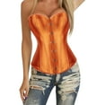thumbnail image 2 of SNOWSONG Women's Bustier Corset Top Plus Size Satin Waist Cincher Overbust Bustiers 1PC Top Orange 3XL, 2 of 5
