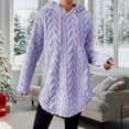 thumbnail image 2 of ManxiVoo Women's Hooded Jacquard Sweater Long Sleeve Fit and Flare Drawstring Casual Winter Pullover XXL Size Light Violet, 2 of 9