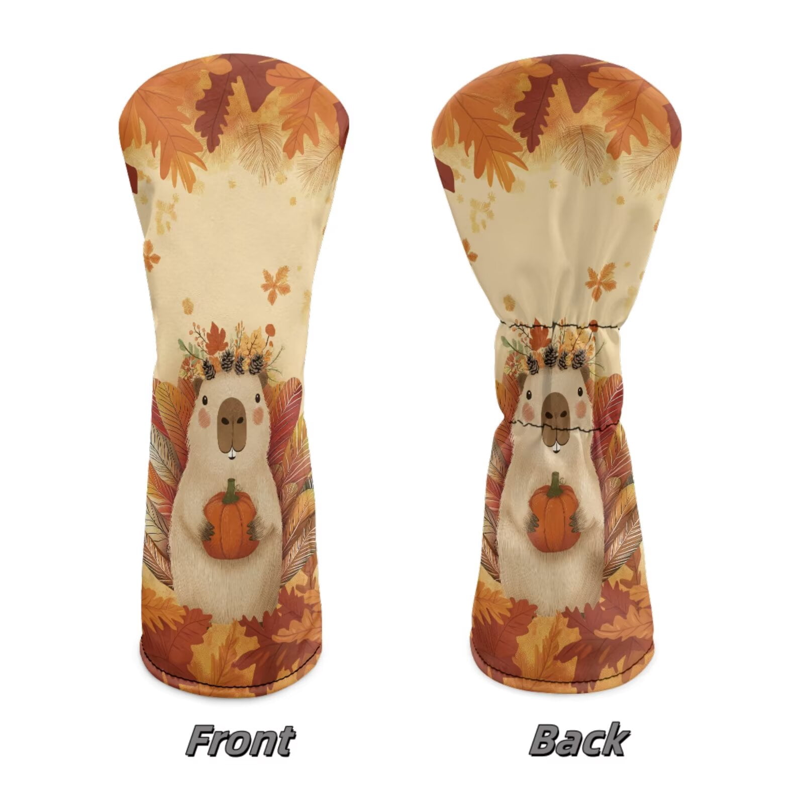 Uorisanigo 3pcs Golf Club Head Covers Autumn Capybara Headcovers Set Includes Driver Head Cover Fits up to 460cc Drivers, Golf Fairway Wood Hybrid Headcovers for Club Protective