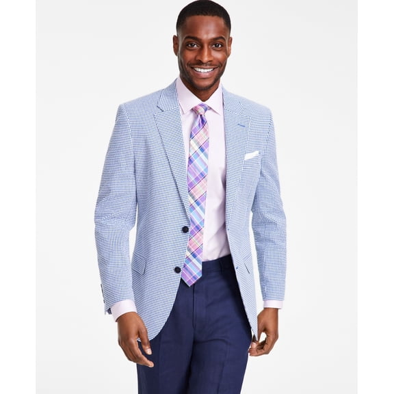 Nautica Mens Modern fit Sport Coat Blazer 38 R Grey Blue Plaid