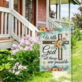 thumbnail image 6 of With God All Things are Possible Spring Decorative Garden Flag, Religious Cross Daisy Tulip Flower Home Yard Outdoor Decor, Teal Plaid Farmhouse Small Outside Decoration Double Sided 12 x 18, 6 of 6