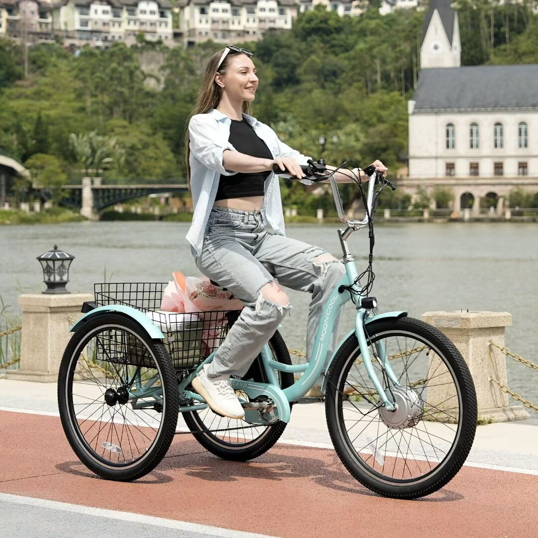 Docred 24'' Adult Electric Tricycles 3 Wheel Electric Bike, 15.5 mph 350W Electric Trikes for Seniors，7-Speed & 4 Adjustable Riding Modes Electric Tricycle with 36V Removable Lithium Battery