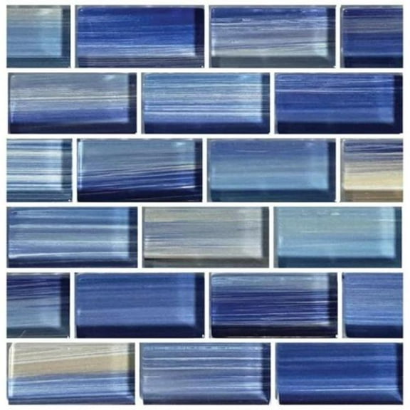 Artistry In Mosaics GW82348B10 1 x 2 in. Watercolors Blends Glass Tile - Blue