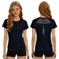 thumbnail image 2 of Workout Tops for Women Summer Short Sleeve Crewneck Slim Fit Quick Dry Mesh Athletic Running T Shirts Gym Yoga Hiking Shirt, 2 of 5