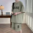 thumbnail image 3 of Camisetas blancas, pantalones cortos, trajes para hombre, alfabeto, deportes, novedades, tendencias a juego, disfraces, conjuntos para hombre, ropa de verano XL, pantalones, novedad, 3 of 5