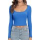 thumbnail image 1 of Blusa Mangas Largas Top Camisa básica de algodón Estilo casual Mujer Traje diario simple Kuymtek Azul T M para Mujer, 1 of 7