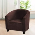 thumbnail image 2 of Thick Velvet Club Chair Slipcover, Stretch Armchair Covers Tub Chair Covers Sofa Couch Cover for Bar Counter Living Room Brown, 2 of 6