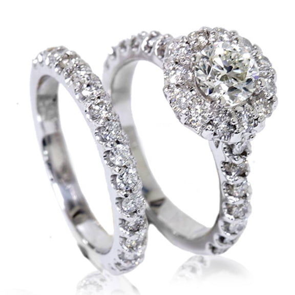 Edge Jewel Round Cut 1.42 Ct Lab Created Diamond Women's Wedding Anniversary Ring - 14K White Gold Plated Wedding Ring - Clearance Anniversary Diamond Ring - Prong Set Wedding Ring For Her