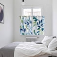 thumbnail image 4 of Navy Blue Leaves Kitchen Curtains 63 Inch Length, Green Summer Botanical Grommet Top Bedroom Living Room Curtains, Light Filtering Cafe Curtain Drapes 2 Panels Set 104''x63'', 4 of 9