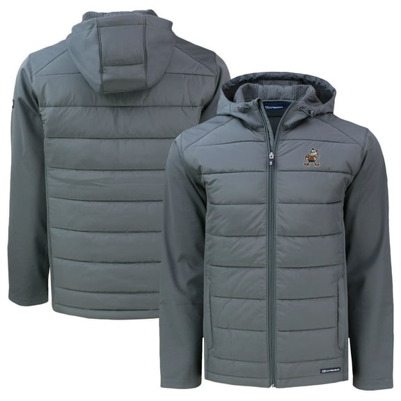 Men's Cutter & Buck  Gray Cleveland Browns Throwback Big & Tall Evoke Hybrid Eco Softshell Recycled Full-Zip Jacket