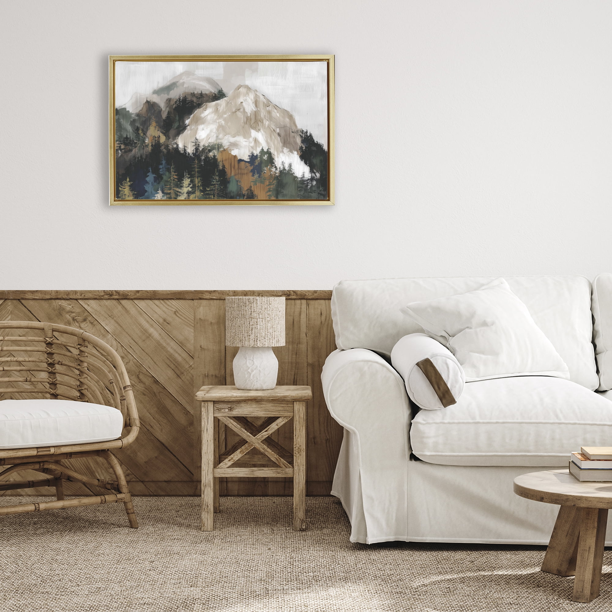 Stupell Industries Rugged Mountain Peaks Gold Framed Floater Canvas Wall Art, design by Chromatic Storm Studio