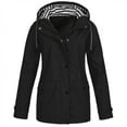 thumbnail image 4 of Women Solid Rain Jacket Outdoor Plus Size Waterproof Hooded Raincoat Windproof, 4 of 9