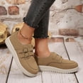 thumbnail image 3 of Rokment Womens Vintage Buckles Platform Oxfords Penny Loafers Walking Shoes Fashionable Casual Suede Dress Fashion Sneakers 2026 Spring Fall Comfortable Khaki Size 6.5, 3 of 7