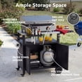 thumbnail image 2 of Outdoor Grill Cart with Stainless Steel Top for Kamado & Griddle, BBQ Stand Table with Drawer, Storage for Large Ceramic Cooker and 21"/28" Flat Top Grill, Dark Brown, 2 of 7