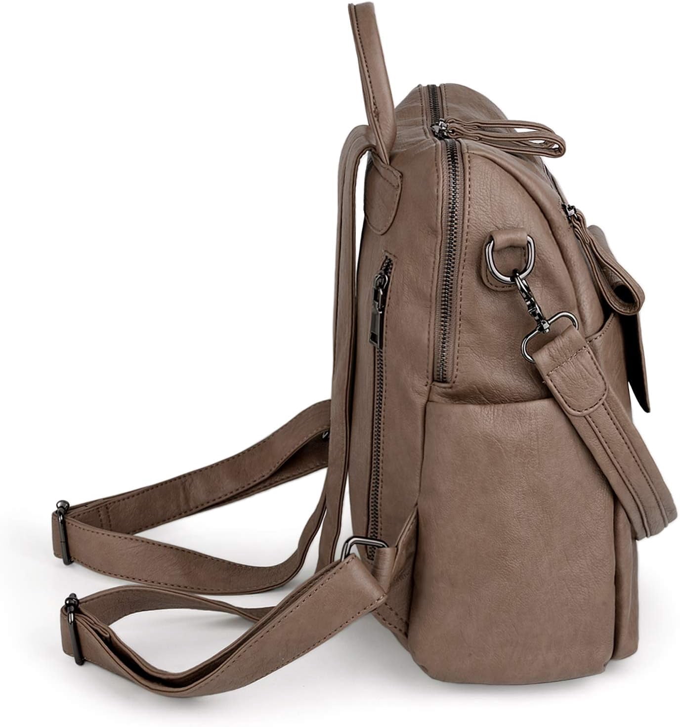 Women Backpack Purse 3 ways PU Washed Leather Ladies  display picture 3
